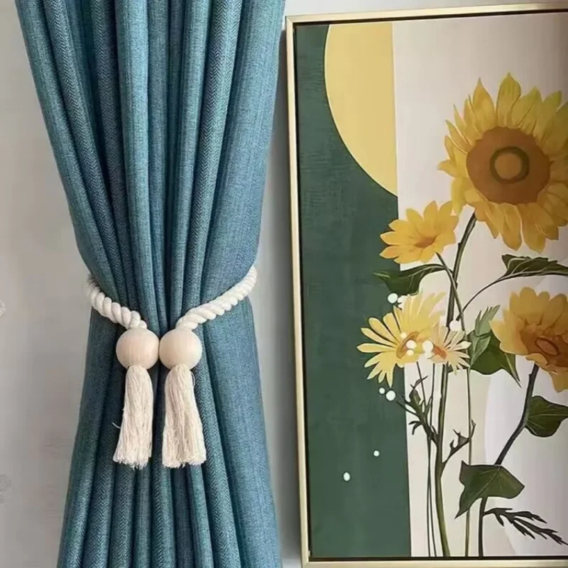 2 strong magnetic curtain straps, curtain straps, outdoor curtain straps, hand woven curtain straps