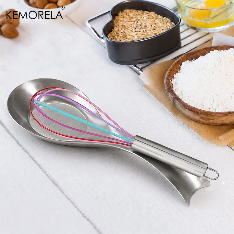 1pc Durable Stainless Steel Soup Spoon Rest Tray-Sleek, Simple Design for Home Commercial Use | Holds Spoons Small Kitchen Tools