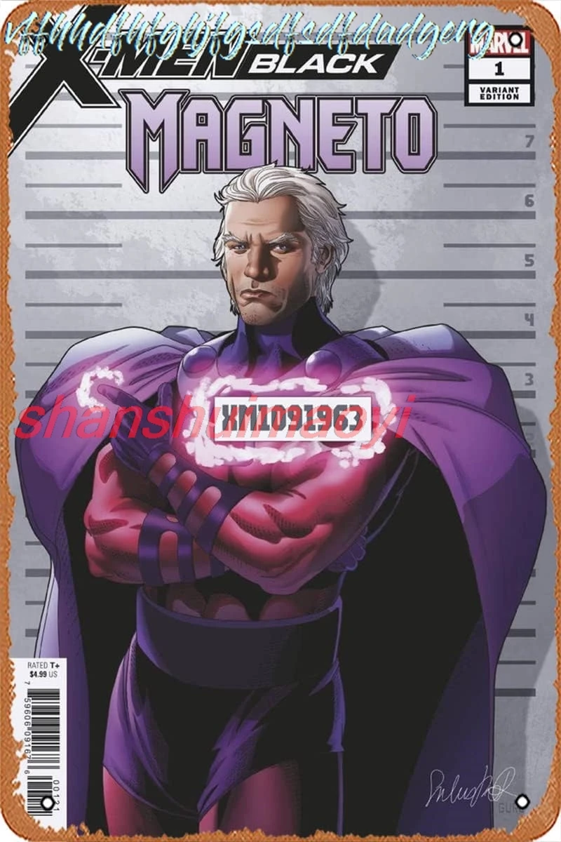 Retro comics characters Metal Sign - X-Men: Black—Magneto 1 Var A Comic Book NM - Film Poster for Music Cafe Bar Restaurant sign