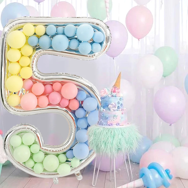 65inch Giant Number Balloon Frame Kids Birthday Decoration Figure 0-9 Balloons Filling Box Anniversary Baby Shower Party Decor