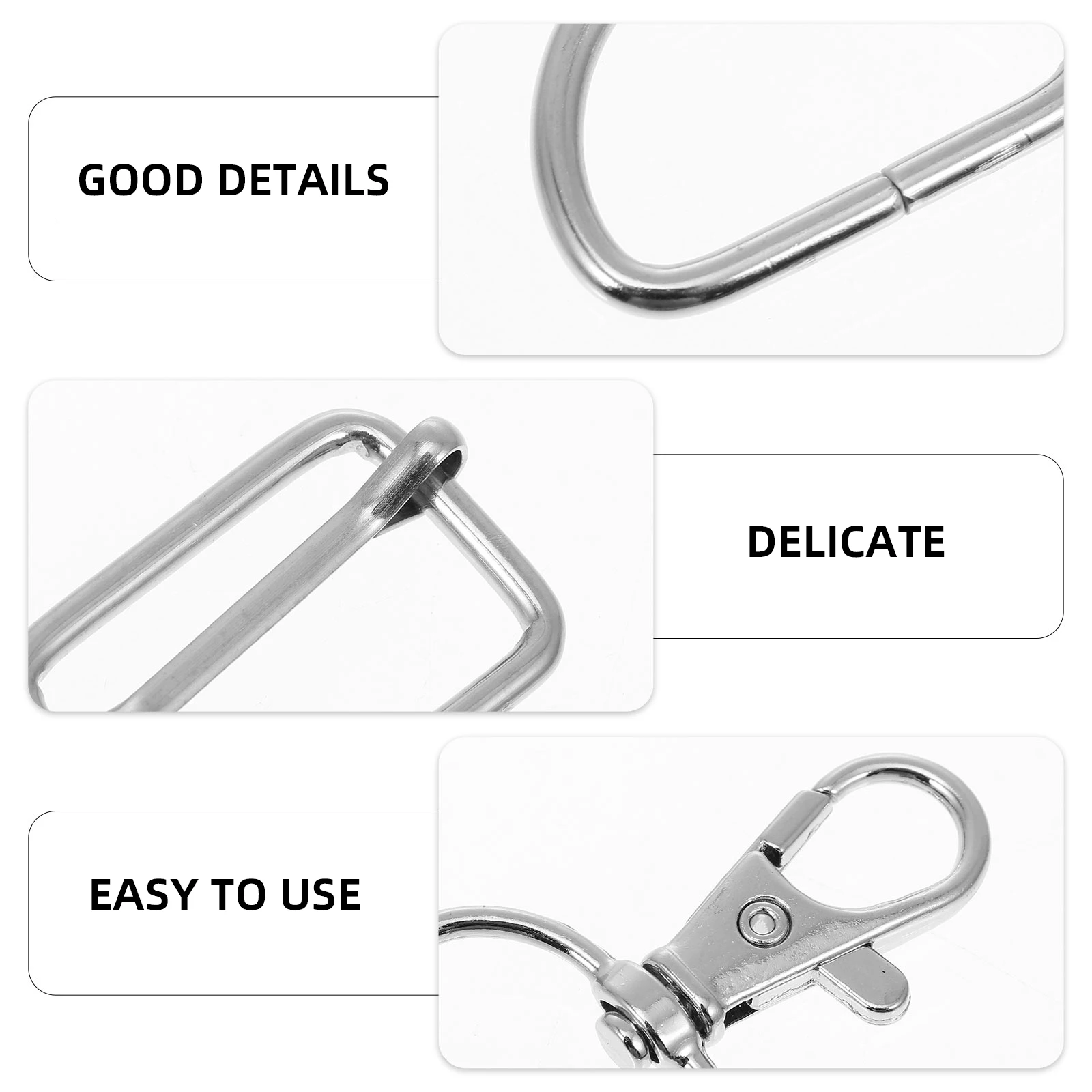 

60 Pcs Chain Accessories Glide Slide Buckle Zinc Alloy Swivel Snap Hook D Rings Buckle Adjustable Webbing Pet Collar Strap