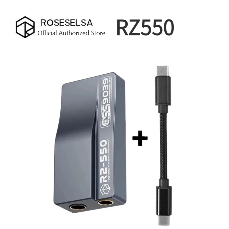 ROSESELSA RZ550 Portable HIFI Headphone Amplifier USB C DAC AMP ES9039Q2M DSD256 Decoding Type-c/lightning To 3.5/4.4mm Output