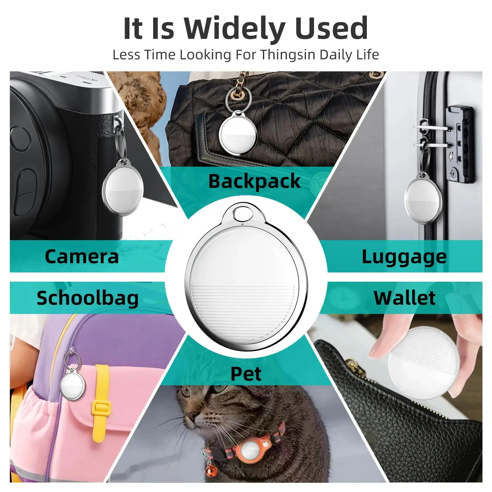Smart Item Finder Locator GPS Tracker Bluetooth Device Key/Pet/Bag Anti-Lost Tag Reminder Work for AirTag with Apple Find My App