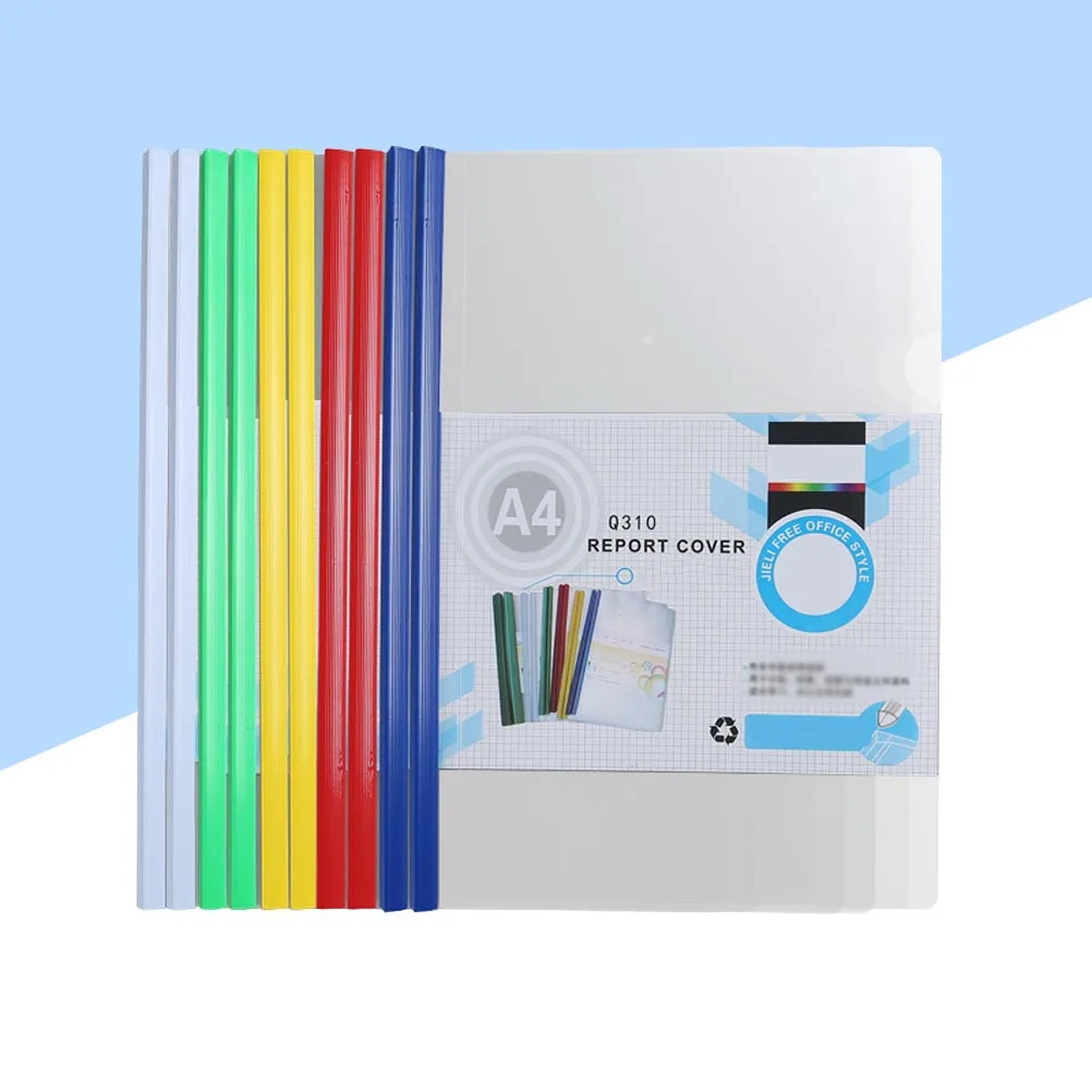 

20Pcs Transparent Plastic Sliding Bar File Folder Set A4 Paper Organizer Non Slip Locking Contract Report Holder for Office