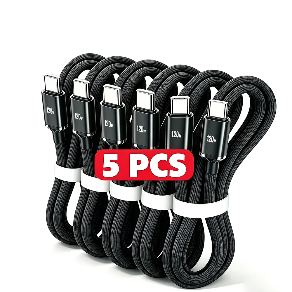 NNBILI 5 Stück 120W USB Typ-C zu Typ-C Kabel für iPhone 15 16 17 Schnelles Laden für Huawei Xiaomi Samsung Typ-C Kabel Zubehör