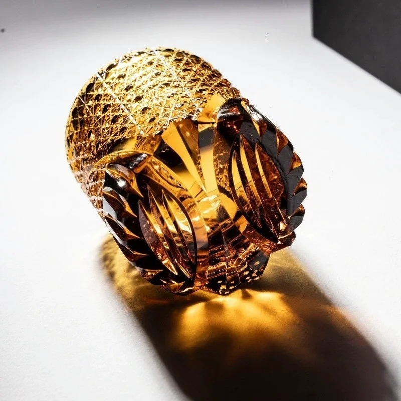 Eye Of Providence Edo Kiriko Whiskey Glass Amber Crystal God All-seeing Eye Wine Cup High-end Brandy Whisky Tumbler Boss Gift