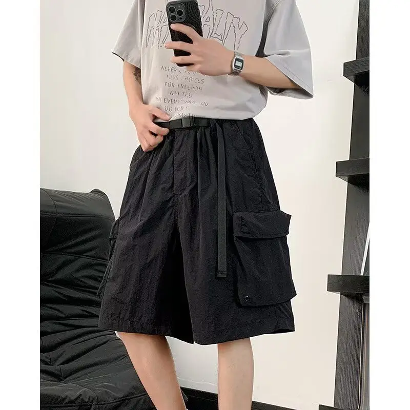 

American Retro Workwear ort Pants Men Women Summer Thin Loose Sports Casual Straight Leg Wide Leg Five Parts Pants