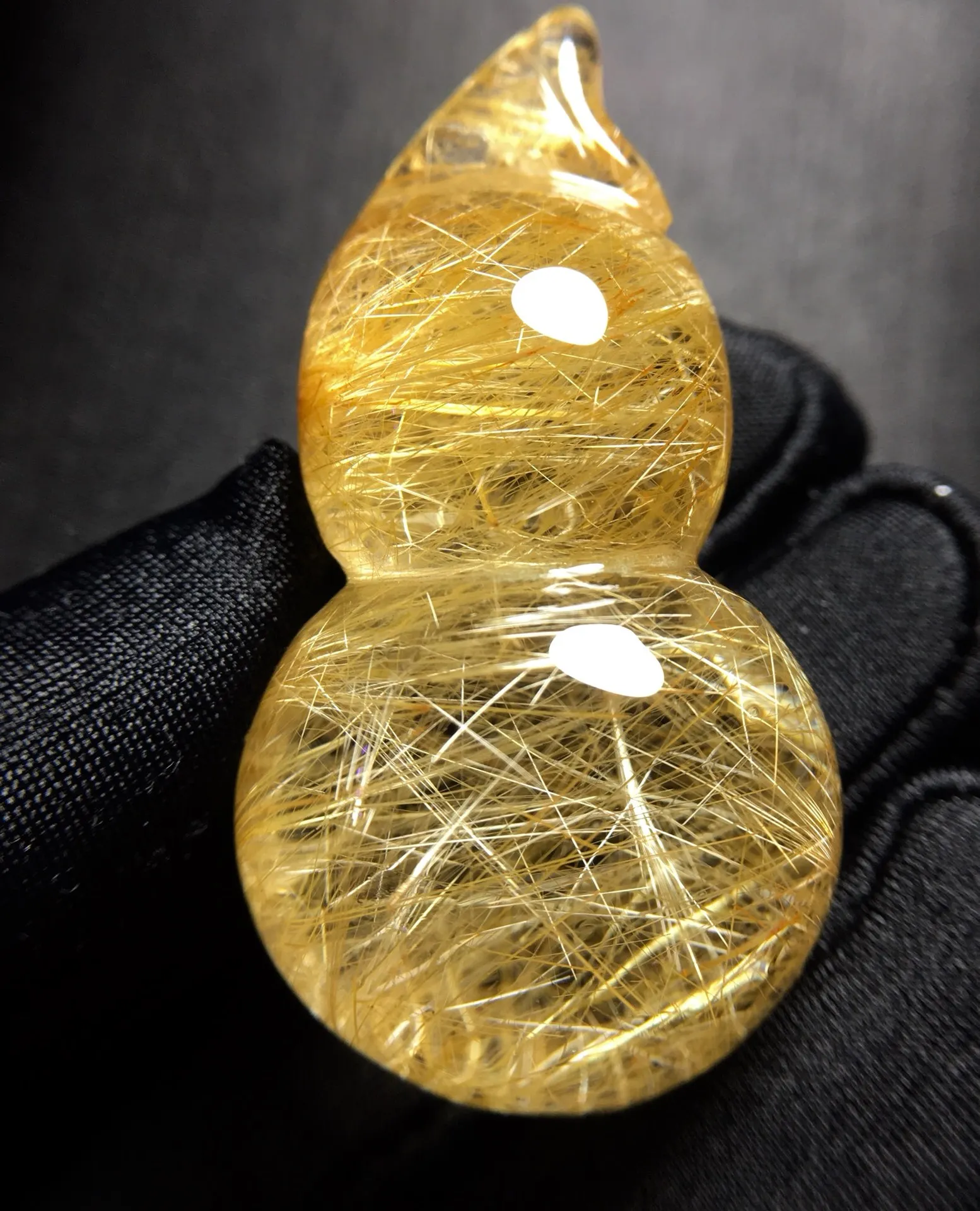 

Natural Gold Rutilated Quartz Pendant Jewelry Rectangle 47.4*25.8*23mm Gourd Men Women Brazil AAAAAAA