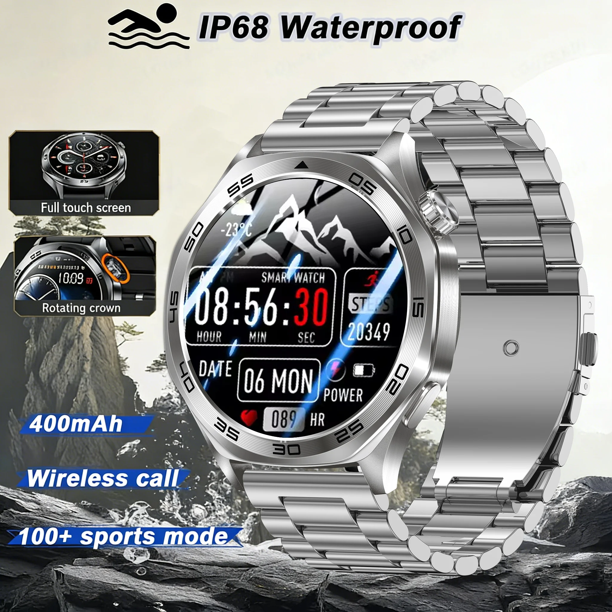 

2026 Новые военные T-Rex3 GPS спортивные умные часы мужские 3ATM водонепроницаемые GPS компас высотомер 1,43 "AMOLED экран BT Call Smartwatch