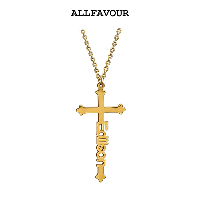 

Multi-styles Cross Shaped Custom Name Necklaces For Women Men Gold Color Stainless Steel Valentine's Day Birthday Jewelry Gifts