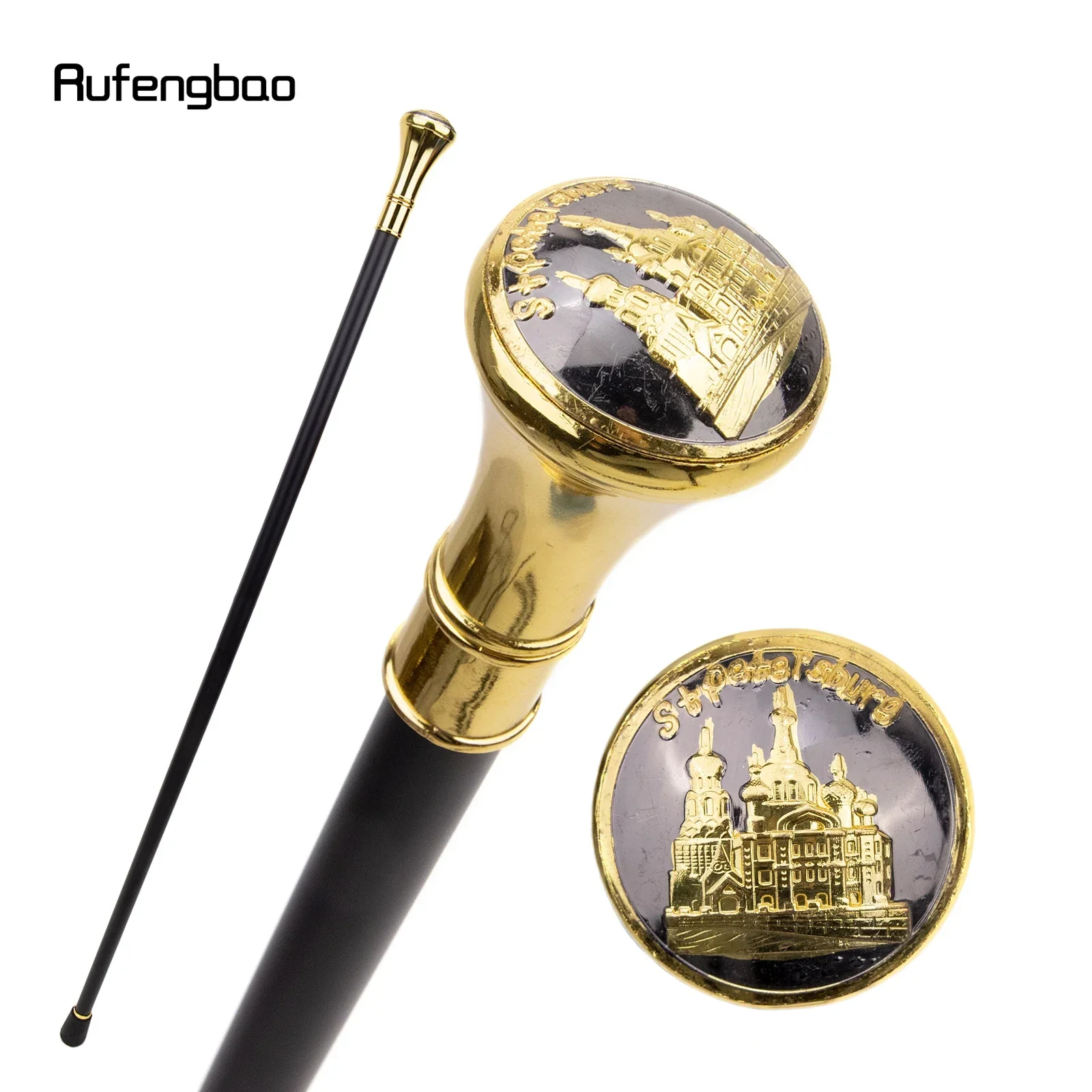 

Golden Stpetersburg Cathedral Totem Single Joint Walking Stick Decorative Cospaly Party Fashionable Cane Crosier 93cm