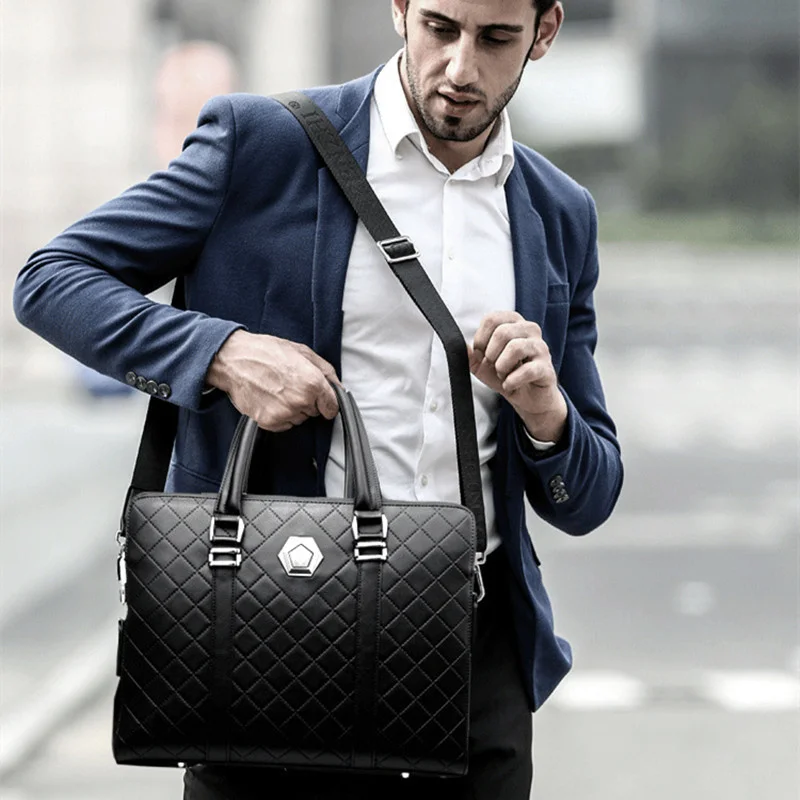 Sac à main d'affaires en cuir véritable pour hommes, étui à bombes à verrouillage par mot de passe, sac de messager lancé par le bureau, sac pour ordinateur portable masculin, sac de fichier exécutif