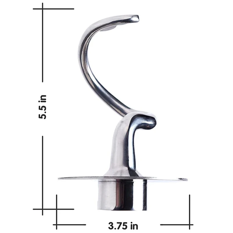 Stainless Steel Spiral Dough Hook For Kitchenaid Stand Mixer Spare Parts Fits 4.5-5 QT Mixing Bowl For Tilt-Head Stand Mixers