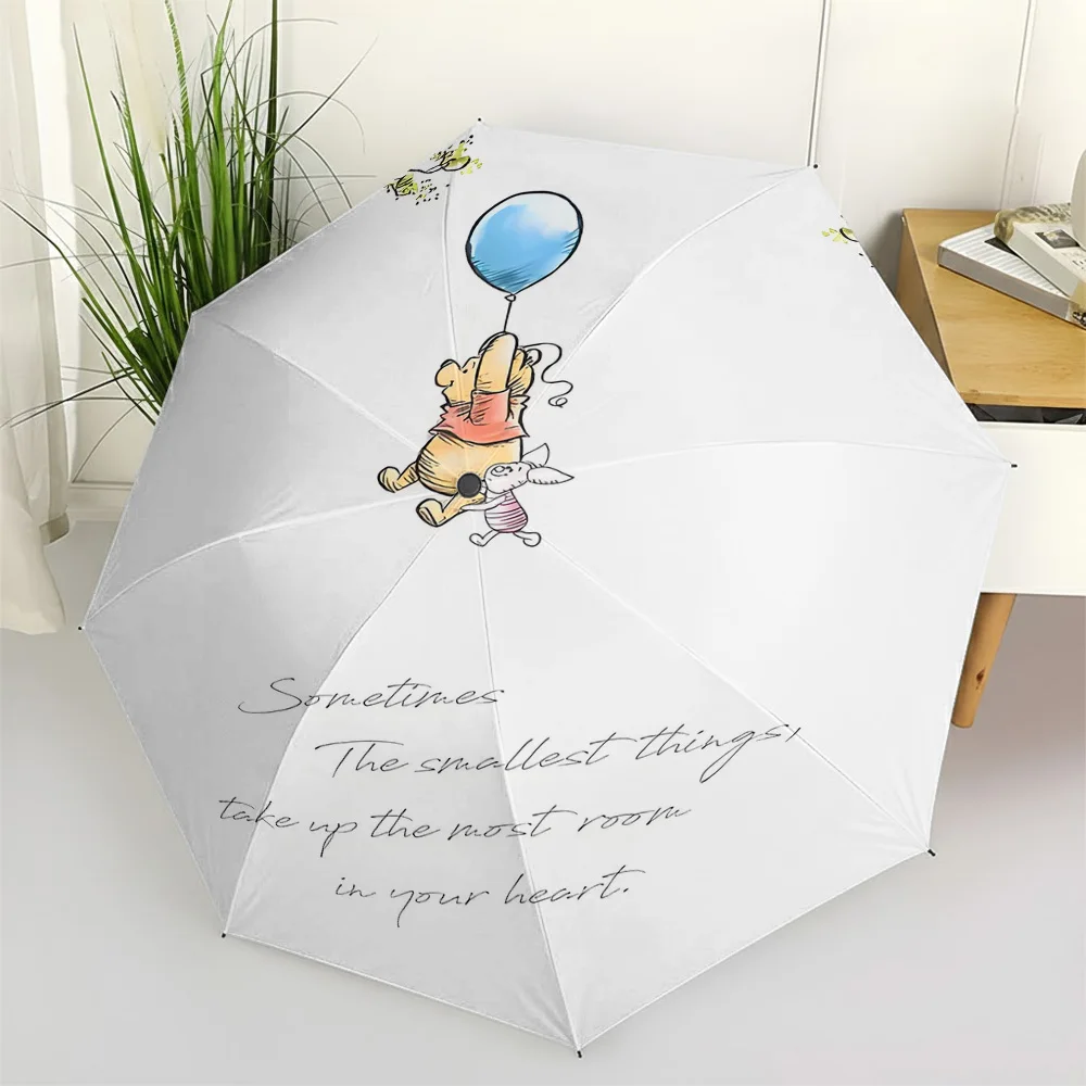 

Автоматический складной зонт Disney с принтом Винни-Пуха и Свинки Пуха, синий, с цитатами, ветрозащитный, водонепроницаемый, для путешествий, для детей