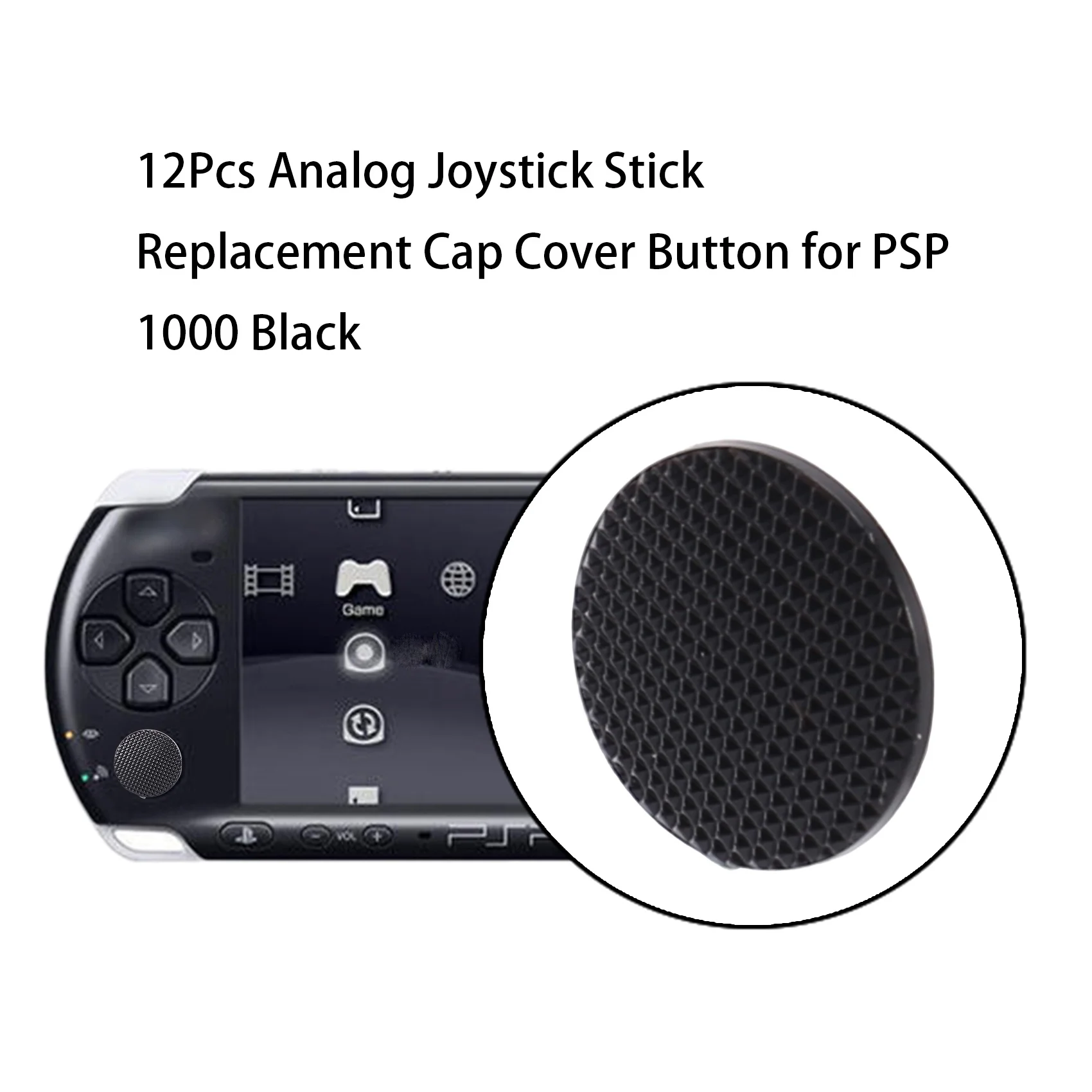 6pcs Analog Joystick Stick Replacement Cap Cover Button For Sony PSP 1000 Black