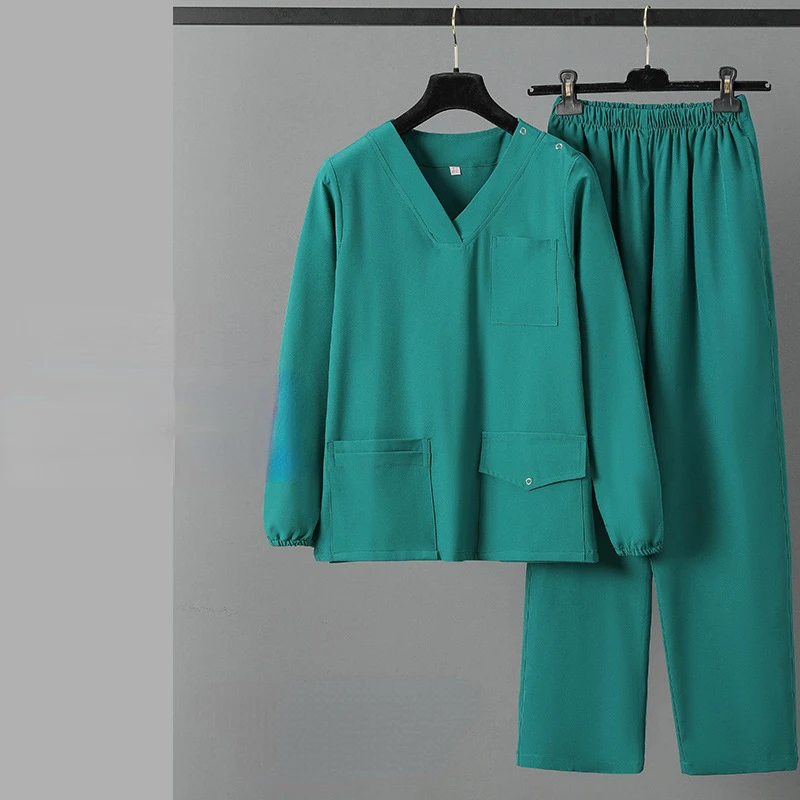 Vêtements de travail en polyester et coton pour hommes et femmes, salle d'opération, médecins et infirmières, fente imbibée, transfrontalier, direct d'usine