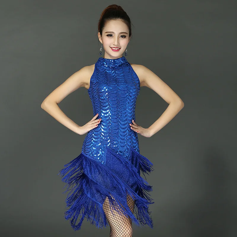 Latin Dance Dress Women Sexy Tassel Fringe Sequin Salsa Allroom Tango Cha Cha Rumba Samba Latin Dresses Rave Outfits Dancewear