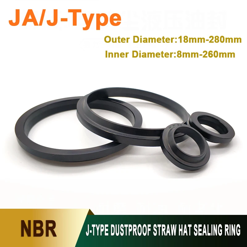 

1/3/5/10Pcs J-Type NBR Black Dustproof Hydraulic Oil Seal Ring ID 8mm-260mm OD 18mm-280mm Shaft Hole Nitrile Sealing Gasket