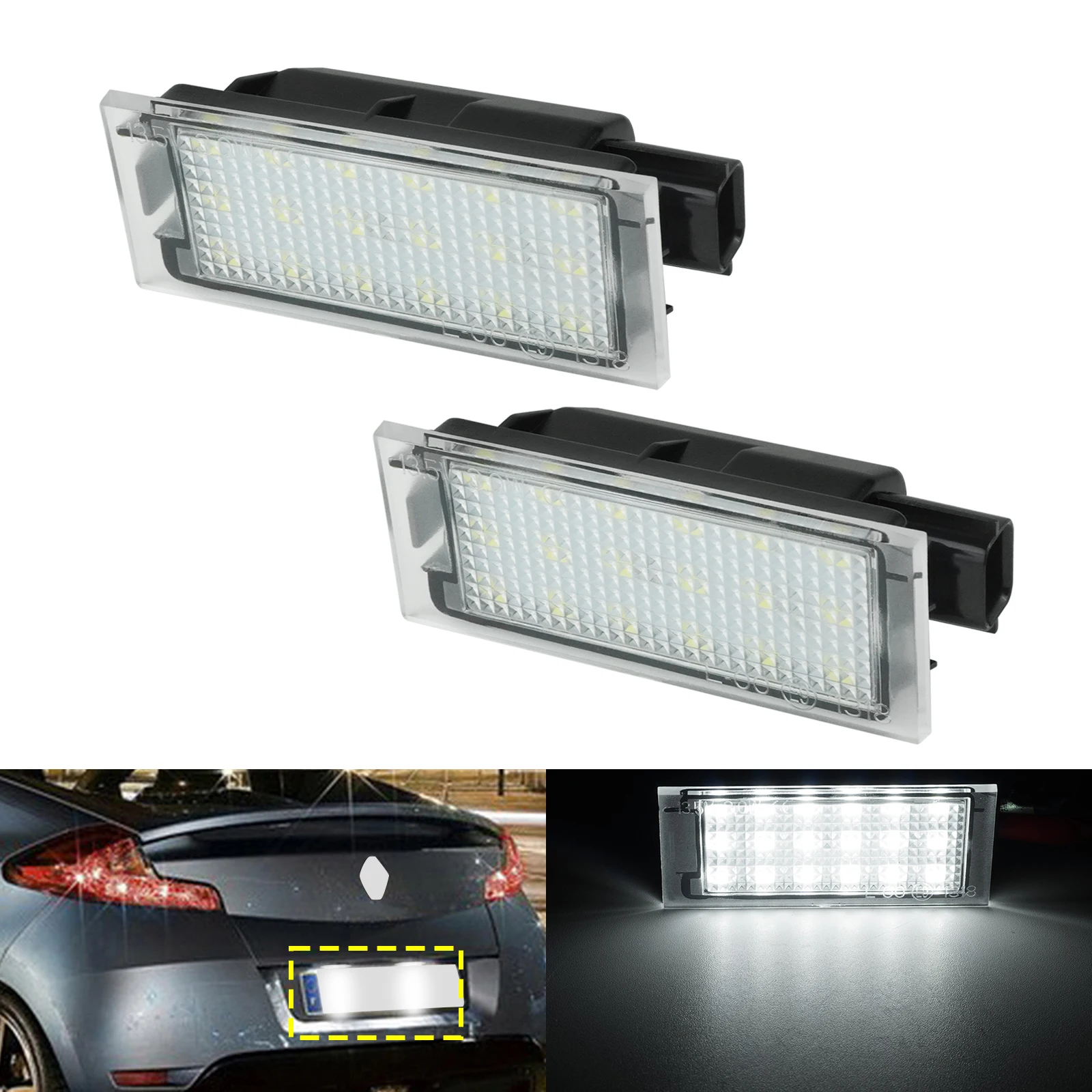 ANGRONG 2X CANBUS License Number Plate LED Light Canbus For Renault Laguna Master Megane Trafic MK3 Twingo Wind Espace Clio