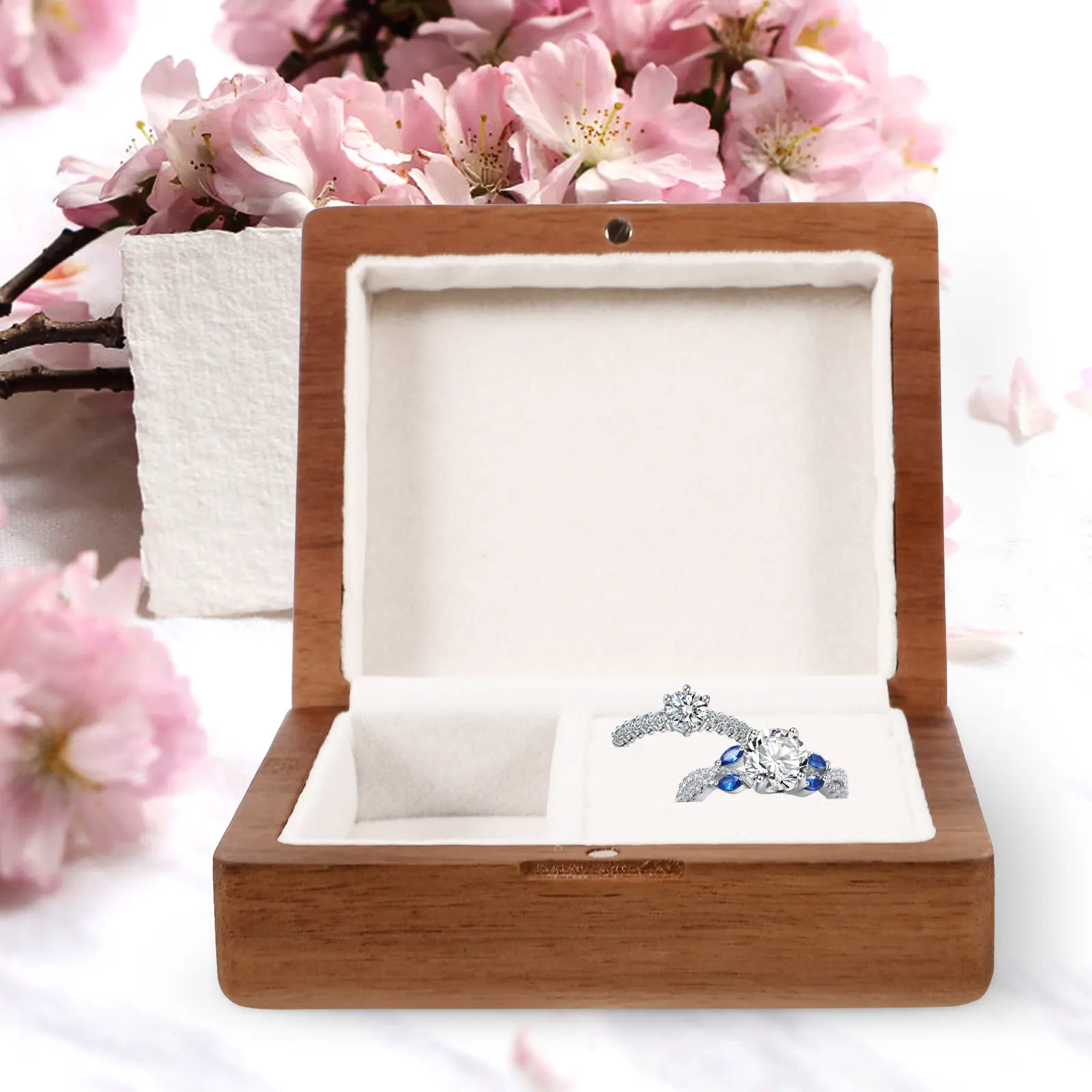 

Luxury Wooden Jewelry Box with Compartments for Rings Necklaces Earrings Travel Storage Desktop Display Gift Wedding Proposal