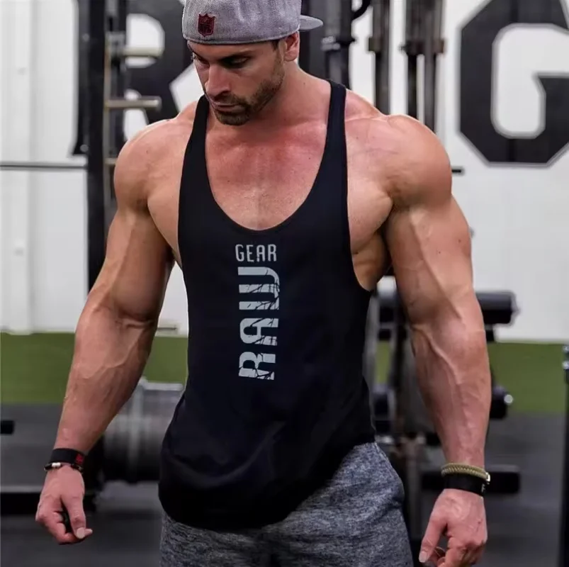 New Mens cotton tank tops gym fitness muscle sleeveless shirt Male printing Undershirt basketball bodybuilding sports vest men