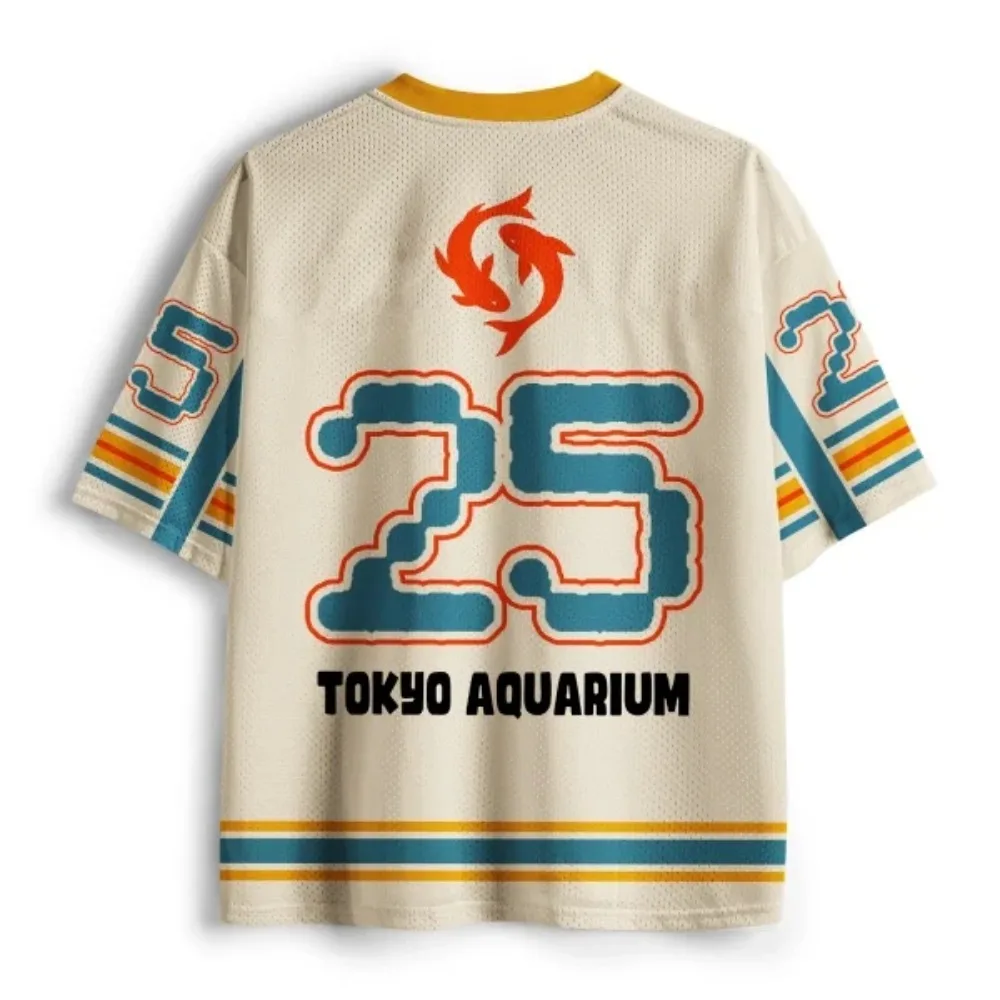 Fun Japanese Tokyo Aquarium 3D Print Breath Quick-dry Men Women's V-neck T-shirt Outdoor Street Fashion Casual Parent-Child Clot
