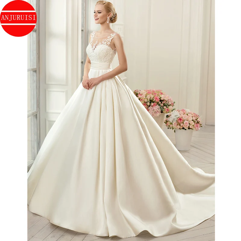 

Sexy Backless Satin Wedding Dresses 2021 Chapel Train Bridal Gowns Ivory vestido noiva princesa