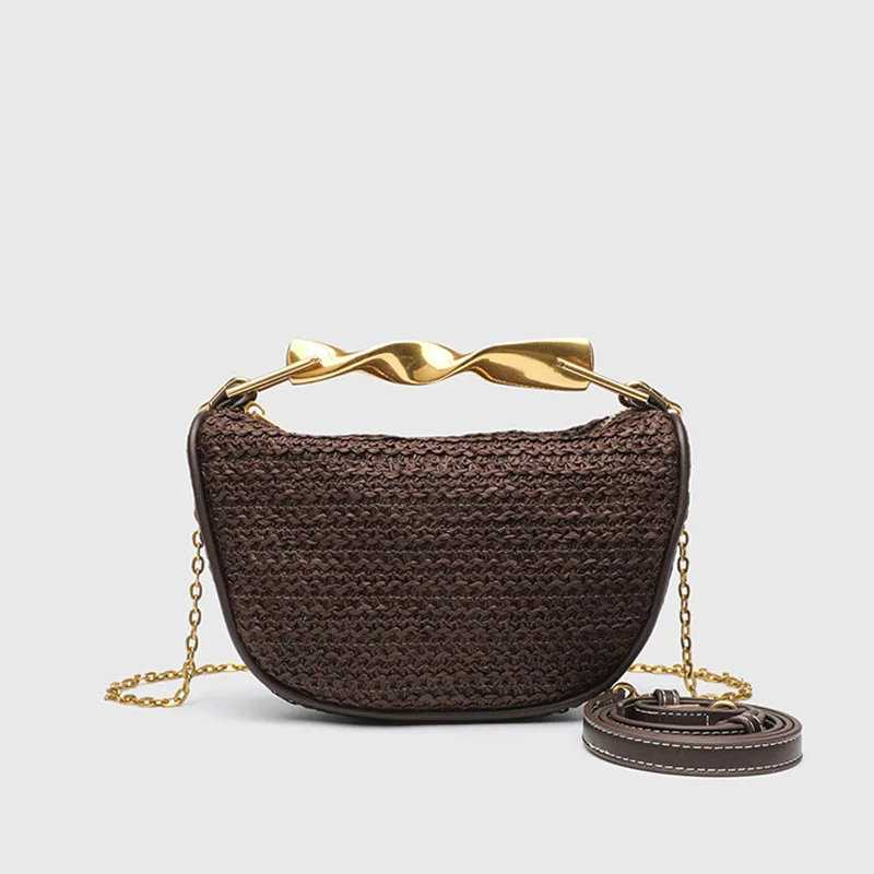 

Hollow Out Straw Weaving Beach Bag Fashion Knitted Bag Solid Color Simple Shopping Bag for Travel Vacation Women Tote Bag