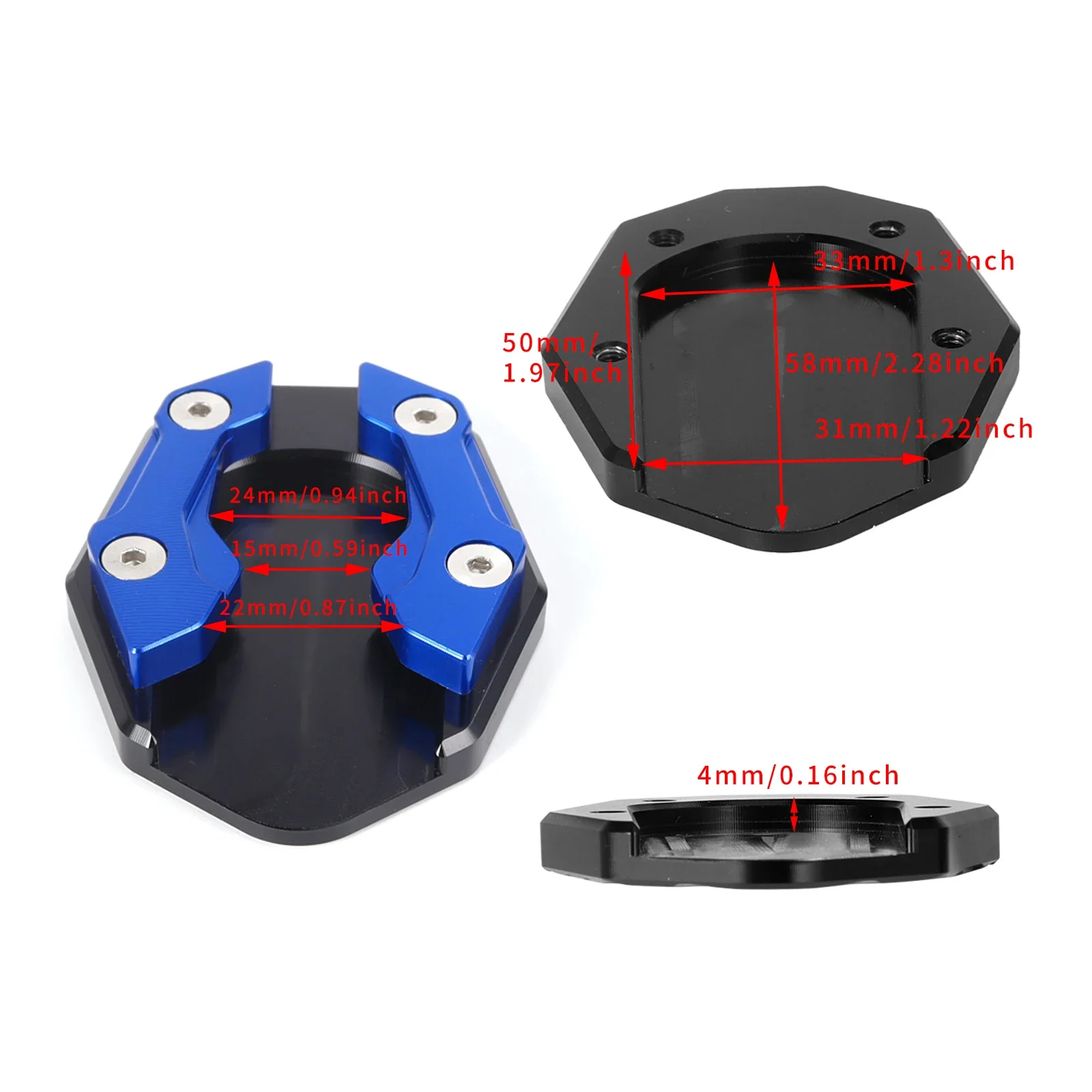 Anti-Slip Motorcycle Side Stand Foot Pad – Aluminum Alloy Kickstand Extender for Scooter, Bike & E-Bike, Soft Ground Support view 6
