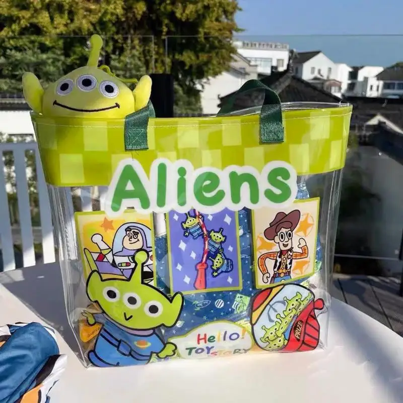 Toy Story Shoulder Bag Anime Disney Creative Girls Fashion Simple Cartoon Buzz Lightyear Alien Transparent Beach Handbag