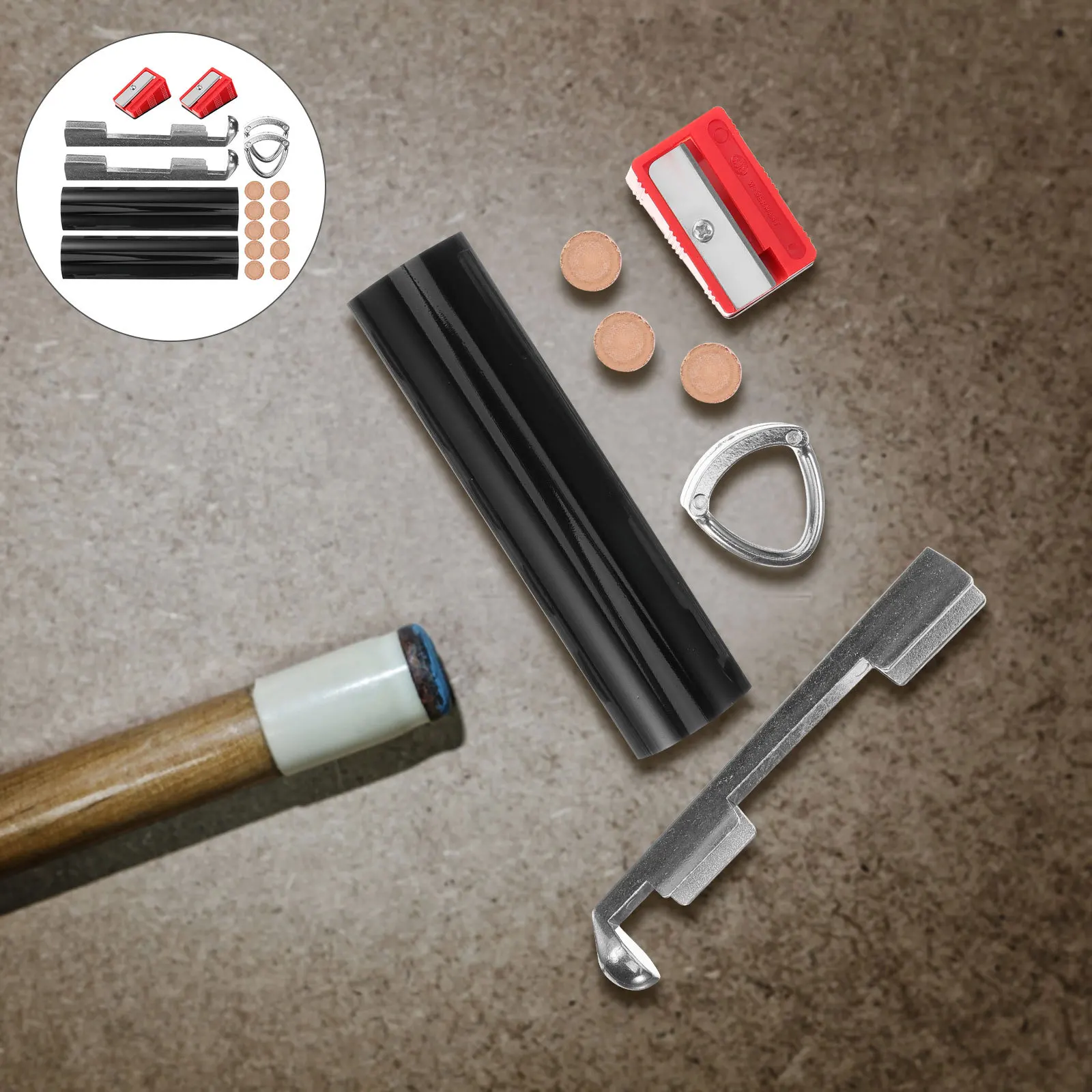 

1 set 1 Set Tip Kit Pool Stick Tips Replacement Billiard Cue Tips Repair Set With Metal Plastic Tools Portable Cue Stick