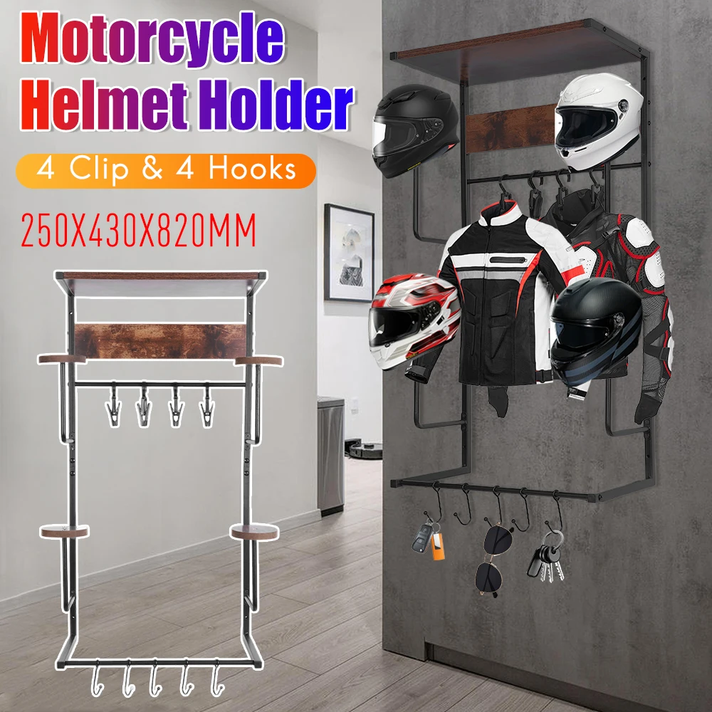 

Motorcycle Helmet Racks Wall Mount Sturdy Helmet Stand with Hook Clip for Home Garage Motorcycle Accessories Organizing Storage