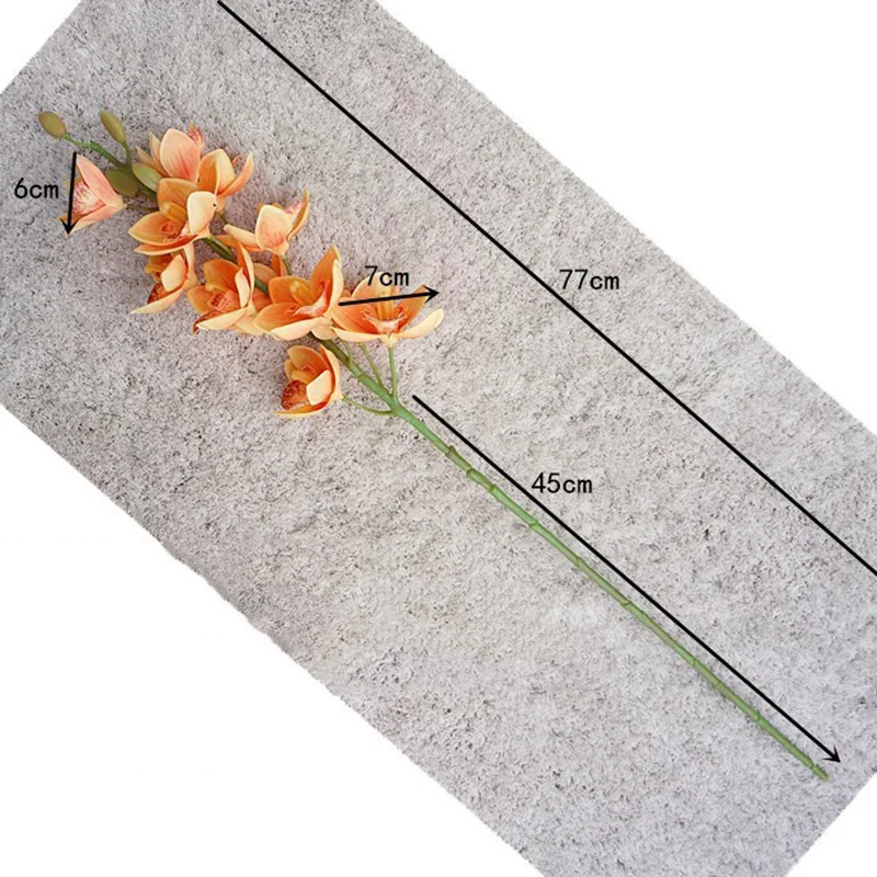 Luxurious Large Cymbidium branch Real touch 3D printing orchid Artificial Flowers living room decoration flores artificiales view 6