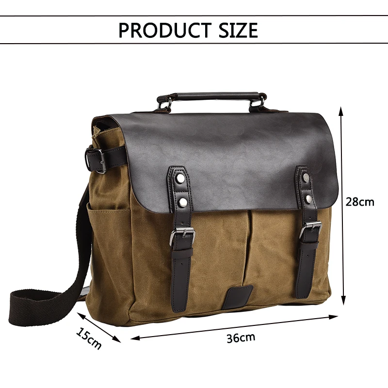 Men Vintage Design Messenger Bag Waterproof Waxed Canvas Crazy Horse Leather Shoulder Bag For Honda CRF 125 250 CR XR For BMW