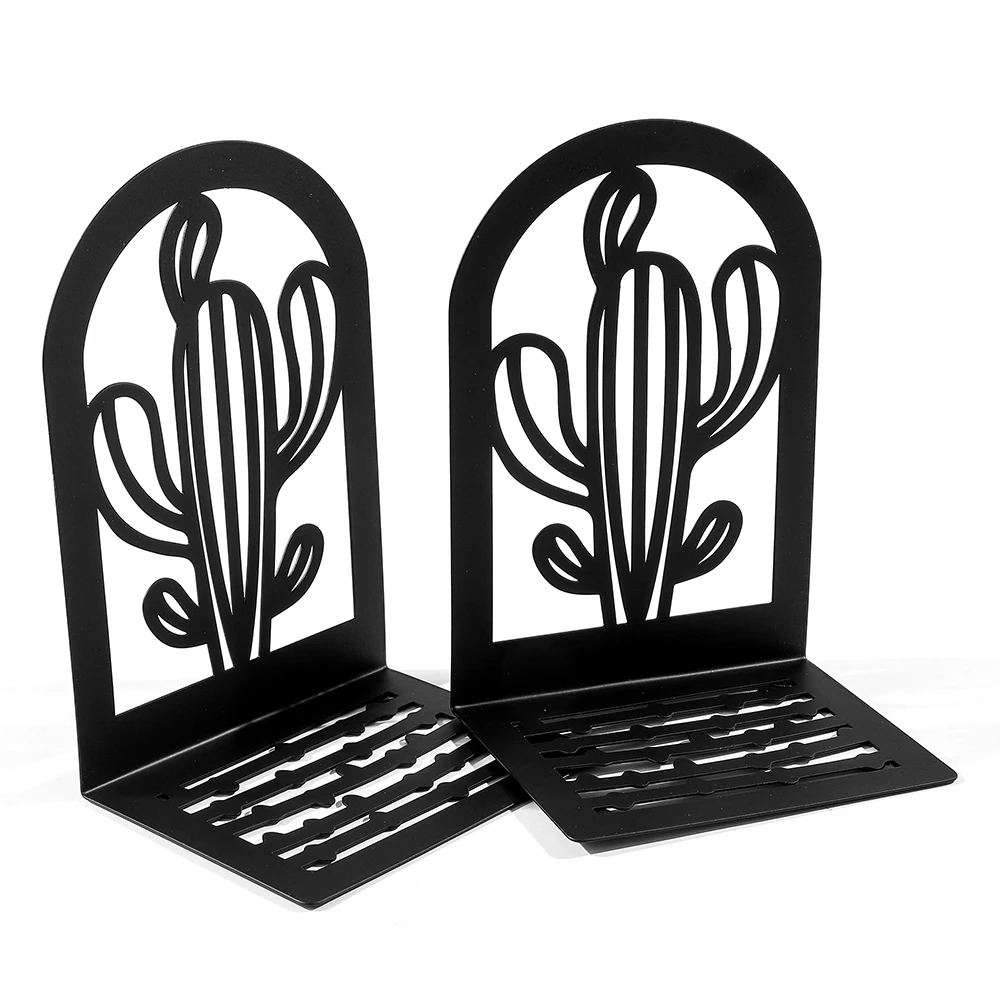 Exquisite Cactus Hollow Bookends Hollow Metal Desktop Retractable Book Holder Office Supplies for Students or Worker Support