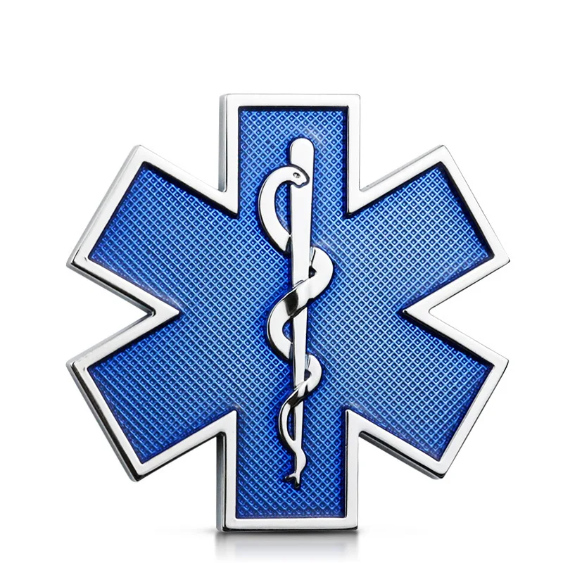 Blue Star Of Life 3D Metal Car Sticker Ambulance First-aid Emblem Badge Fender Rear Trunk Window Hood Decal Auto Accessories