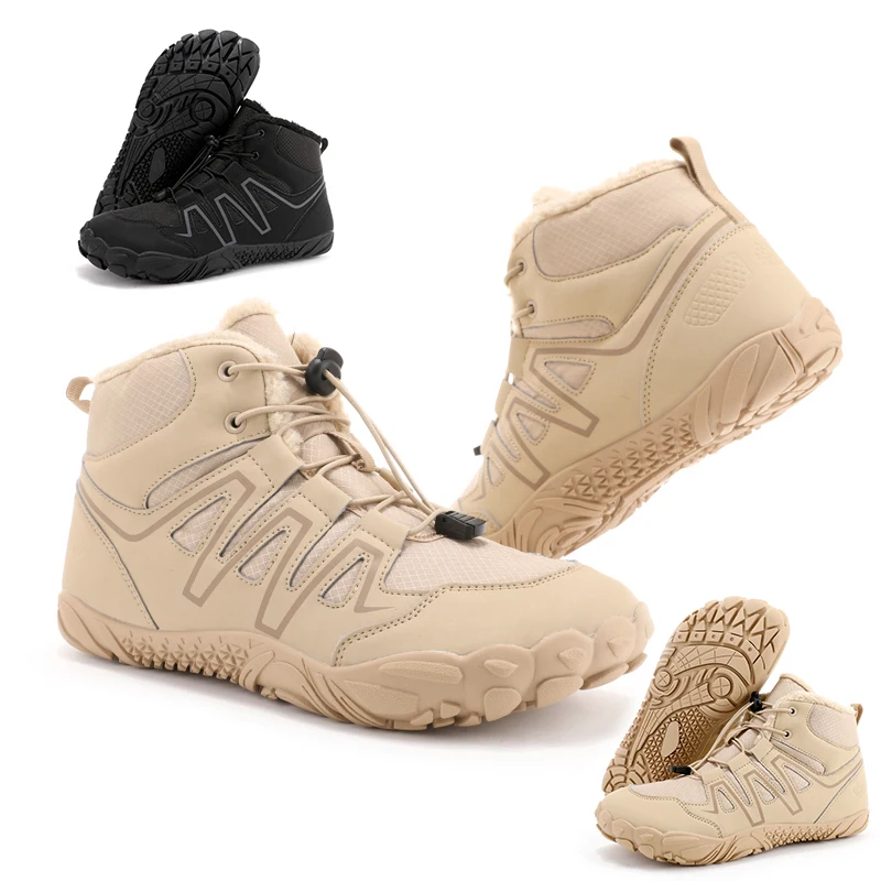 

Мужские и женские зимние ботинки, зимняя обувь босиком, теплые короткие ботильоны на меховой подкладке, уличные противоскользящие ботильоны с широким носком, прогулочная зимняя обувь