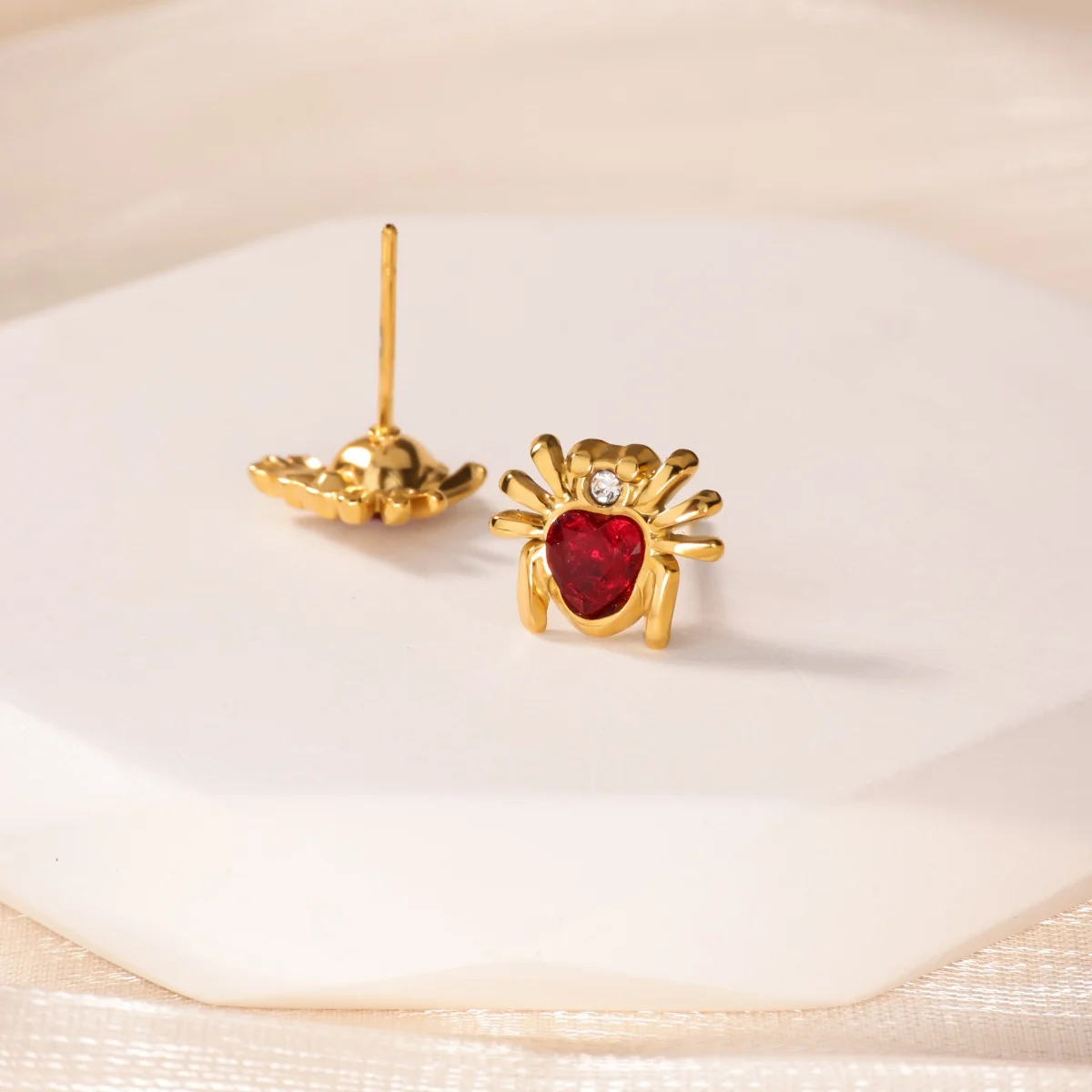 Zircon Spider Earrings For Women 18K Gold Plated Stainless Steel Spider Earring Wedding Boho Animal Jewelry Gift view 3