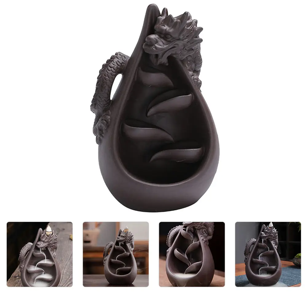 

1pc Purple Sand Incense Burner Backflow Censer Aromatherapy Furnace Home Decor Desktop Crafts Ornament Tea Ceremony Household