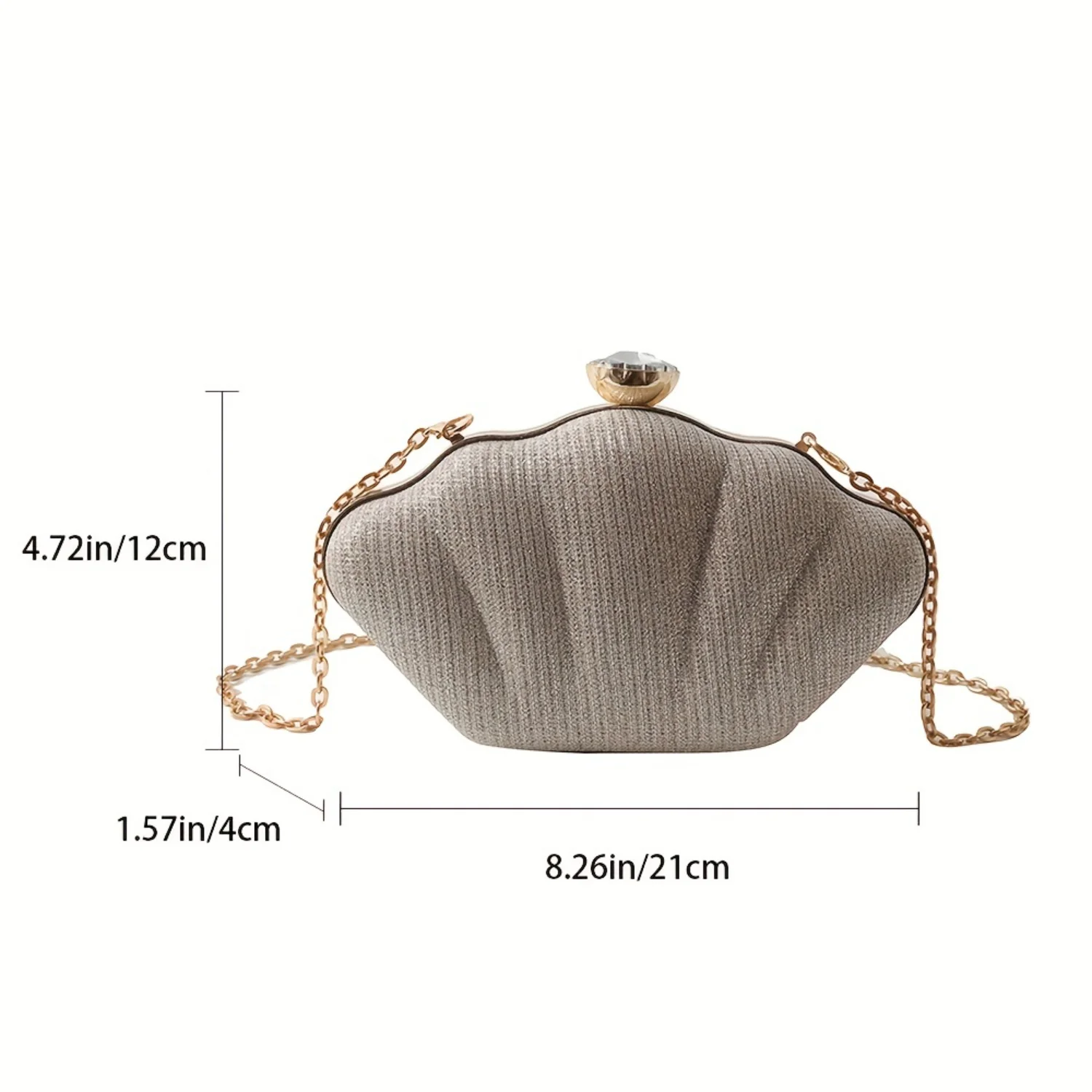 Rhinestone Shell Evening Bag for Women, Chain Crossbody Wedding Prom Party Festivals