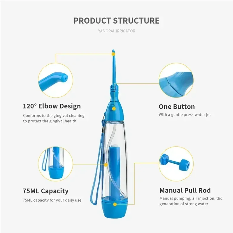 New LV160 Non Electric Portable Pneumatic Oral Irrigator Handheld Water Jet Teeth Cleaner For Household Oral Health Flossing