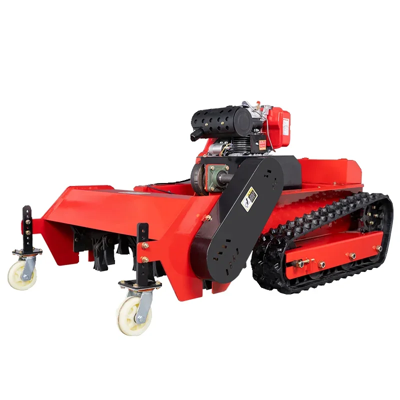 

Agricultural fully automatic remote control lawn mower crawler high horsepower orchard grass cutting machine