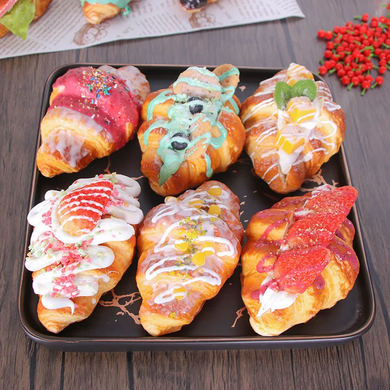 1PC Artificial Croissant Dessert Fake Food Decoration Photography Pro Food Simulation Cake Model Tea Table Decoration FCYY-026