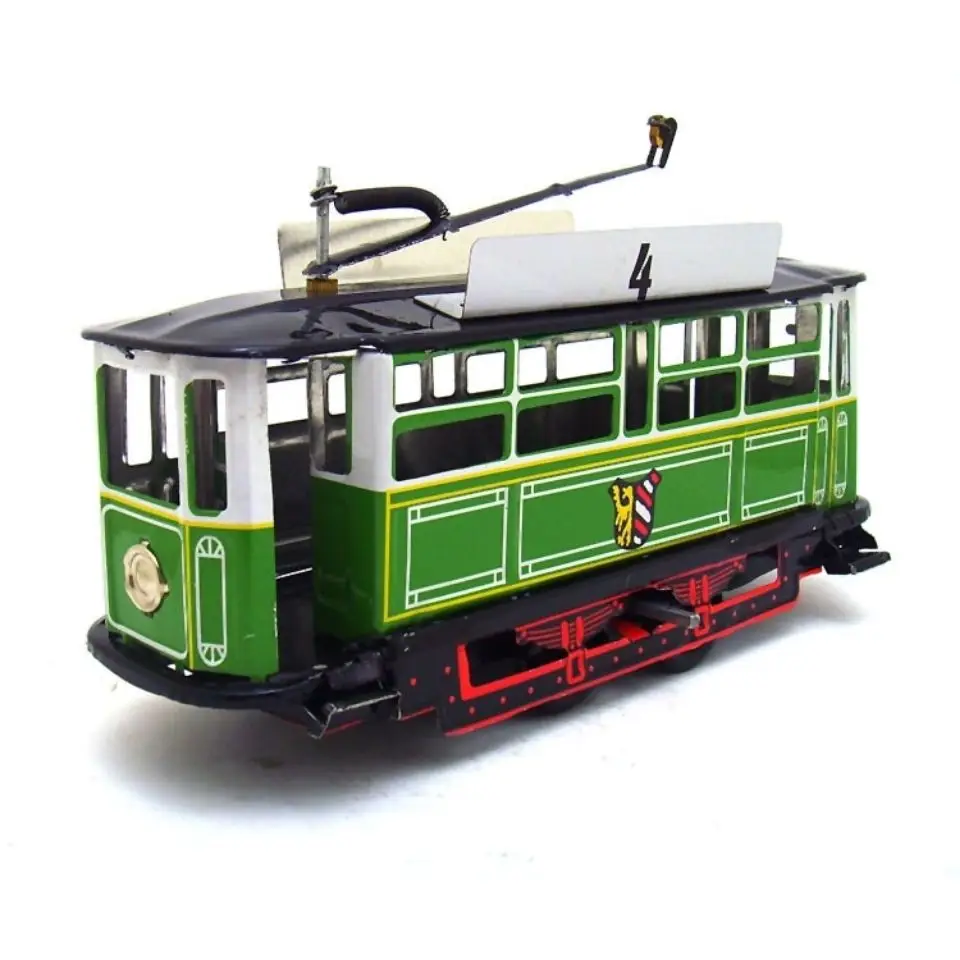 MS638 Poled Tram Adult Collection Vintage Toy Photography Props Iron Sheet Toy Restaurant Cafe Decoration