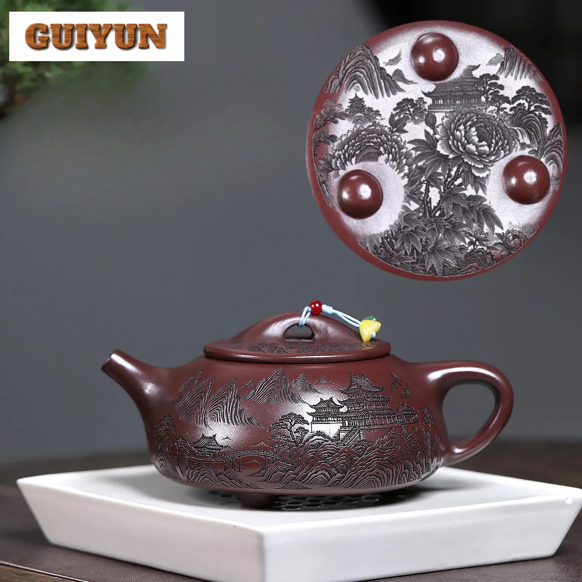 

520ml Handmade Yixing Purple Clay Teapots Handmade Stone Scoop Pot Raw Ore Antique Brass Mud Kettle With Infuser Zisha Tea Set