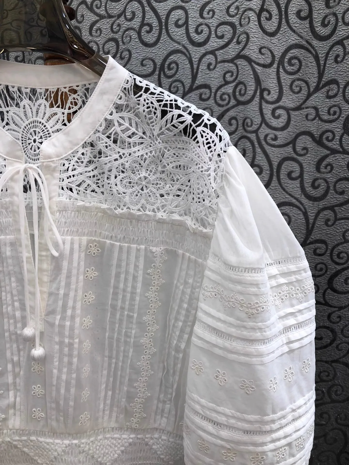 100%Cotton Blouse Shirt 2025 S - Crop Top Crochet ulasan dan harga