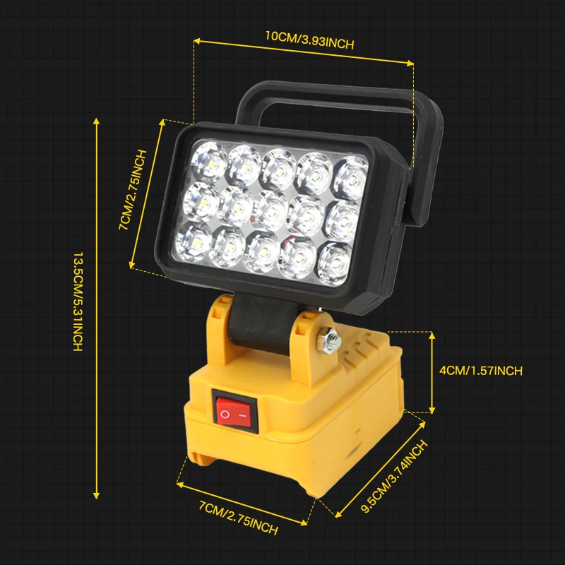 For Dewalt 18V Li-ion Battery LED Work Light 4 Inch Flashlight Portable Emergency Flood Lamp Camping Lamp