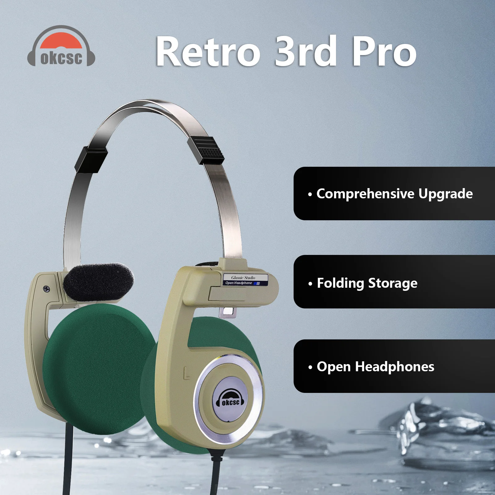 OKCSC Retro 3 pro 2 In 1 Headphones 3rd Generation Wired/Wireless Earphones 40mm Drive Open End HiFi Headset with Microphone