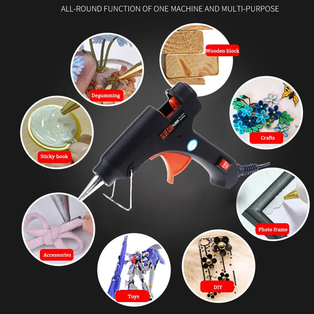 Oauee 20W Melt Glue Gun with Glue Stick 7mm*110mm Mini Gun Thermo Electric Heat Temperature Tool DIY Glue Gun Repair Set Hot