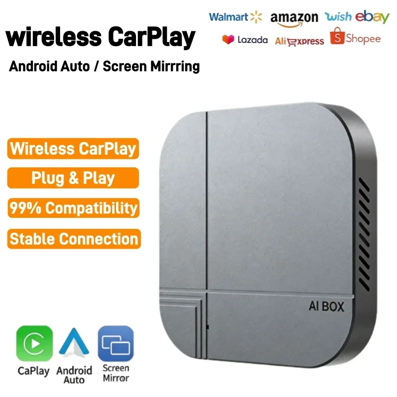 

Беспроводной CarPlay Android Box: двухканальный портативный автомобильный адаптер Android Auto с функцией Plug & Play и автоматическим подключением для обновления старых автомобилей